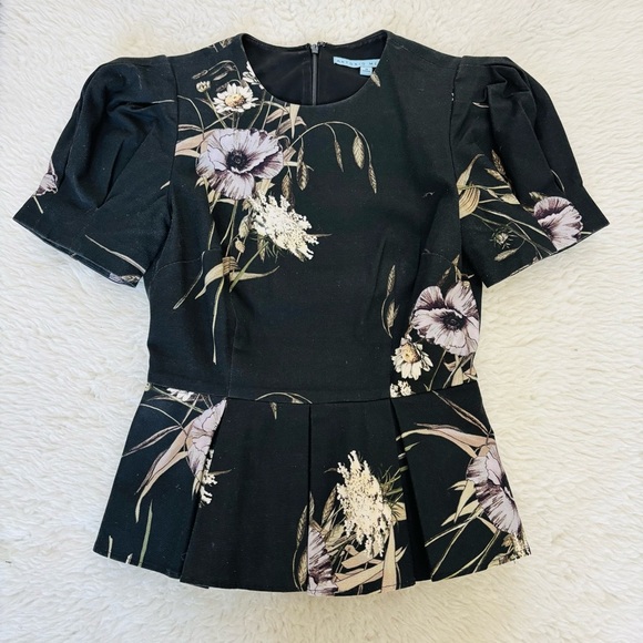 Antonio Melani Floral Black Puff Sleeve Top size 0 - Picture 12 of 15